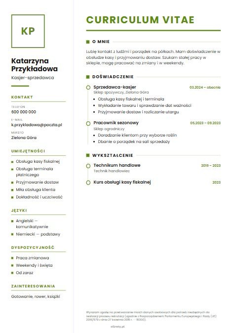 Przykładowe CV z kreatora