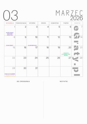 Dni wolne od pracy 2026: Kalendarz i plan urlopu PDF