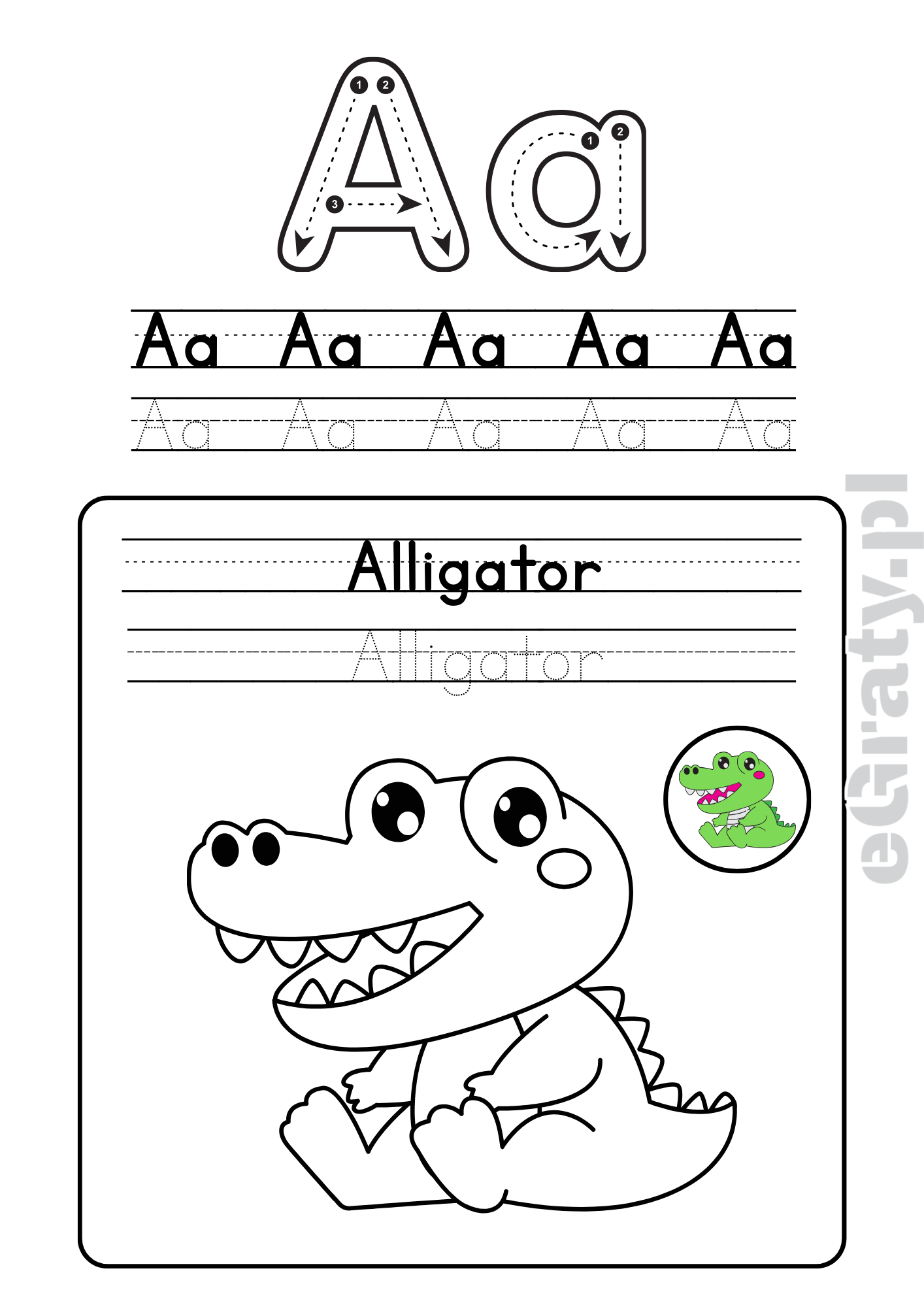 Kolorowanka angielski alfabet do druku