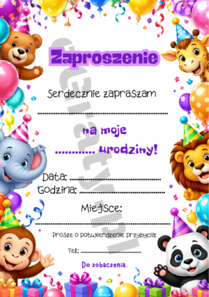 zaproszenie na urodziny do wydruku