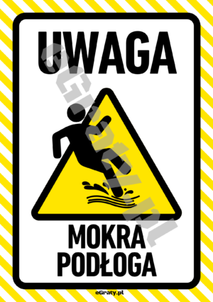 UWAGA! Znak Mokra Podłoga do druku PDF