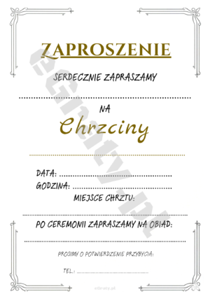 zaproszenie na chrzciny do druku