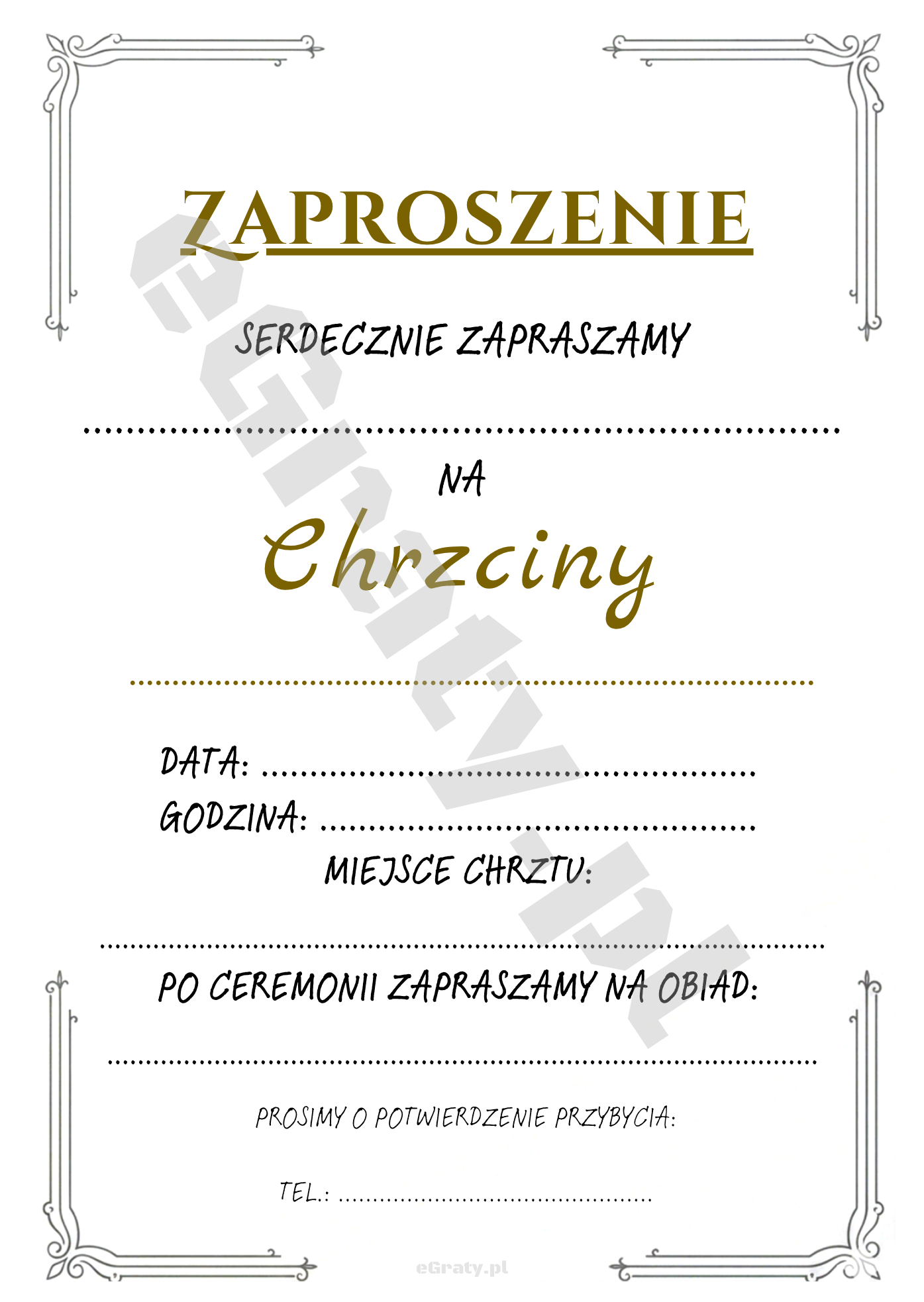 zaproszenie na chrzciny do druku