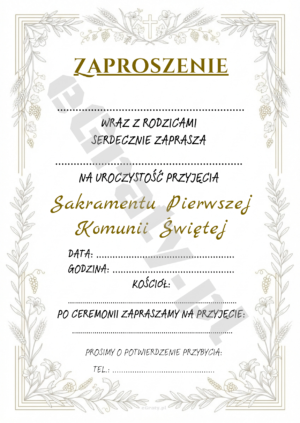 zaproszenie na komunię do druku