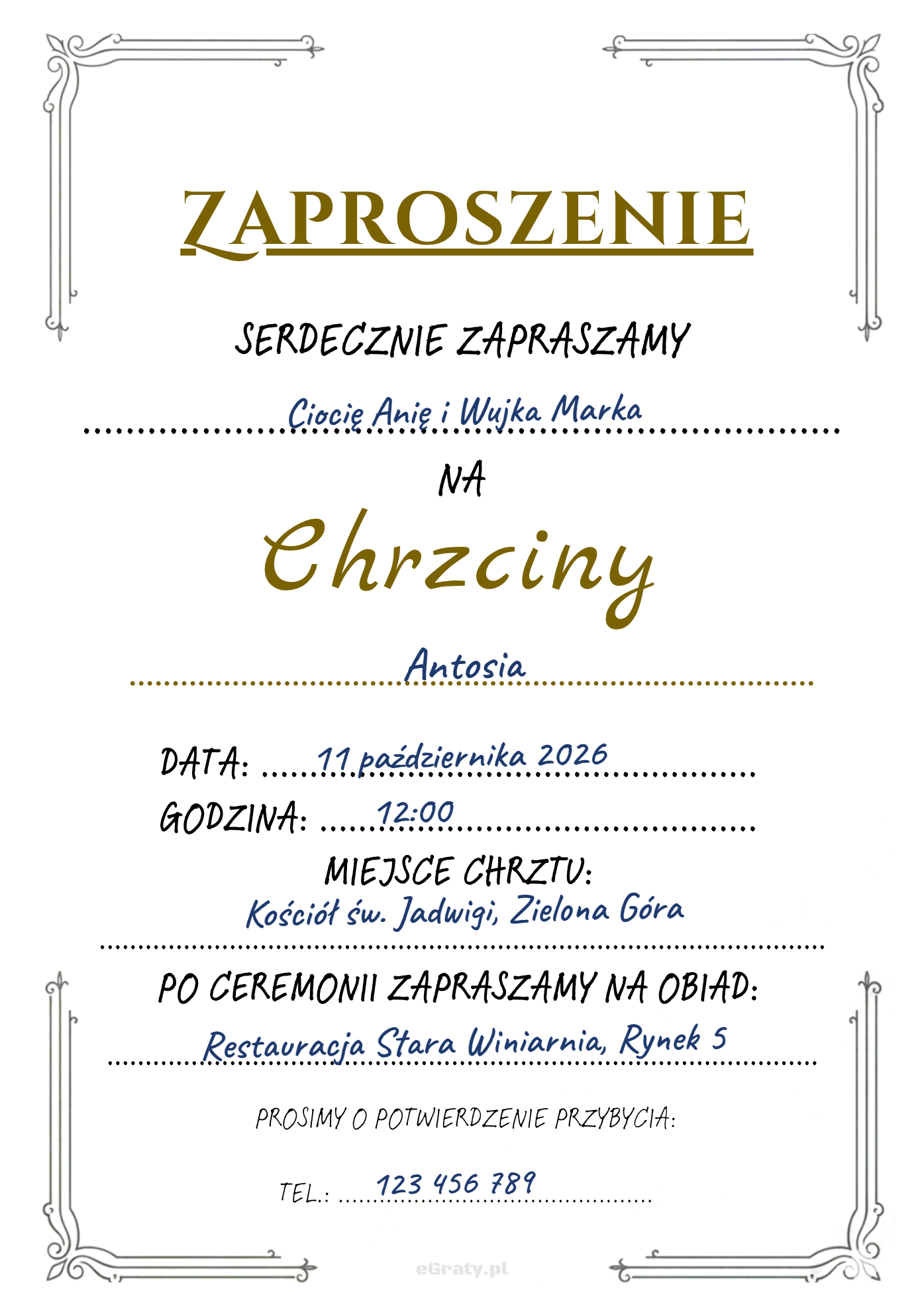 Zaproszenie na chrzciny do druku PDF+PNG - obrazek 2