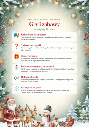 gry i zabawy na wigilię klasową