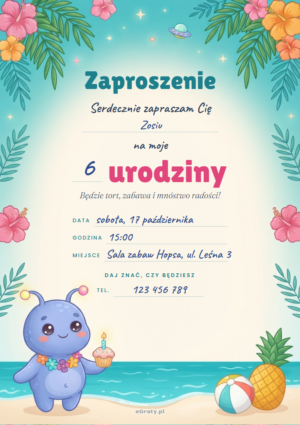 hawajskie zaproszenie na urodziny