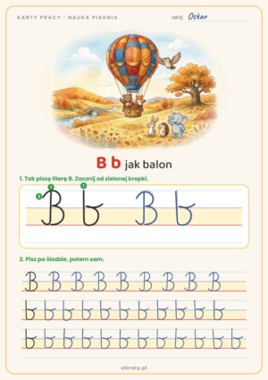 karty pracy litera b