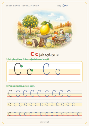 karty pracy litera c