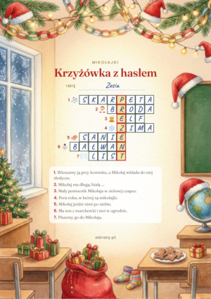 krzyżówka mikołajkowa z hasłem