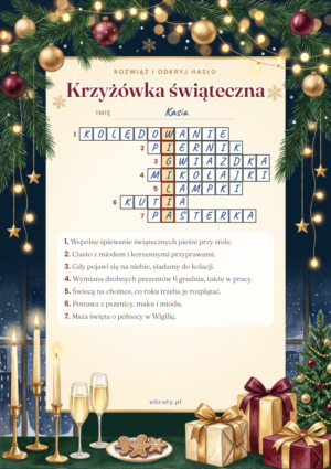 krzyżówka świąteczna do druku