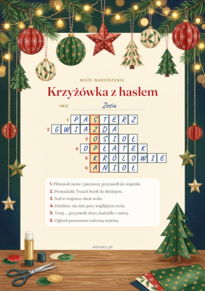 krzyżówka z hasłem boże narodzenie