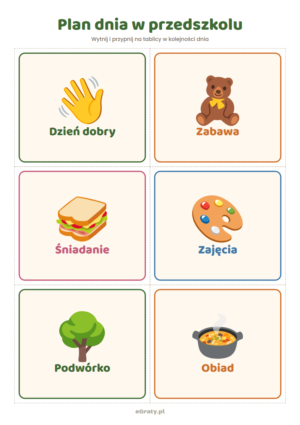 obrazkowy plan dnia w przedszkolu