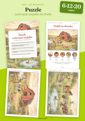 puzzle zwierzęta wiejskie do druku