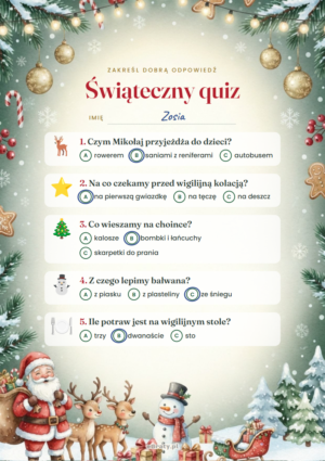 quiz świąteczny dla dzieci