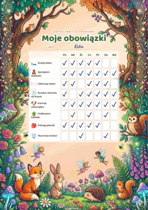 tabela obowiązków domowych dla dzieci