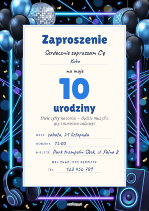 zaproszenie na 10 urodziny chłopca