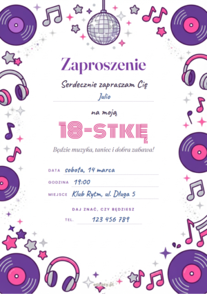 zaproszenie na 18 urodziny do druku