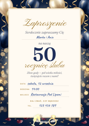 zaproszenie na 50 rocznicę ślubu