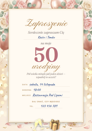 zaproszenie na 50 urodziny dla kobiety