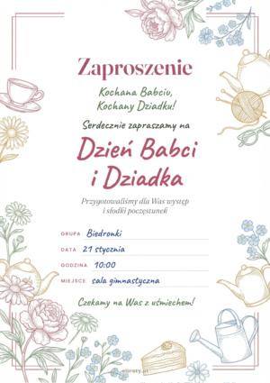 zaproszenie na dzień babci i dziadka do druku