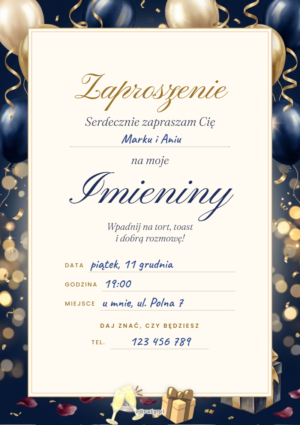 zaproszenie na imieniny dla mężczyzny