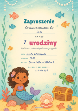 zaproszenie na urodziny syrenka