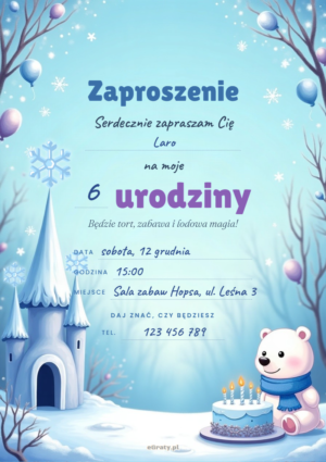 zaproszenie na urodziny zimowe