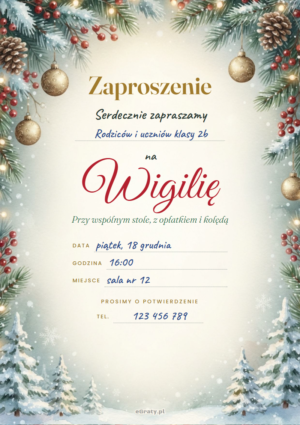 zaproszenie na wigilię do druku