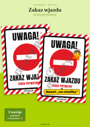 znak zakaz wjazdu do druku
