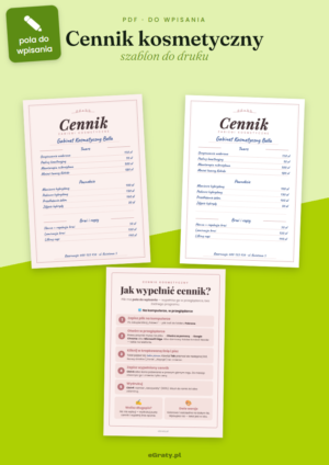 cennik kosmetyczny szablon