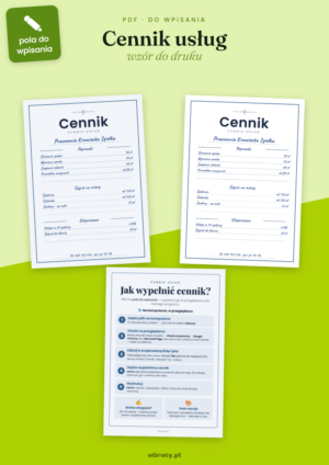 cennik usług wzór