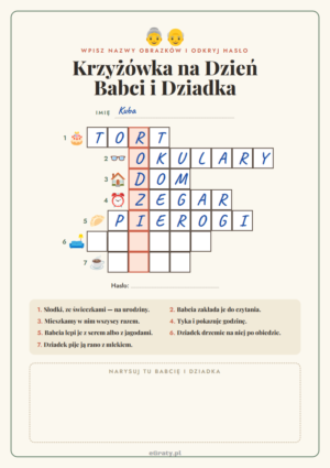krzyżówka na dzień babci i dziadka