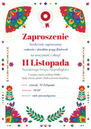 zaproszenie na 11 listopada