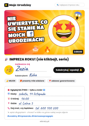zaproszenie na urodziny śmieszne