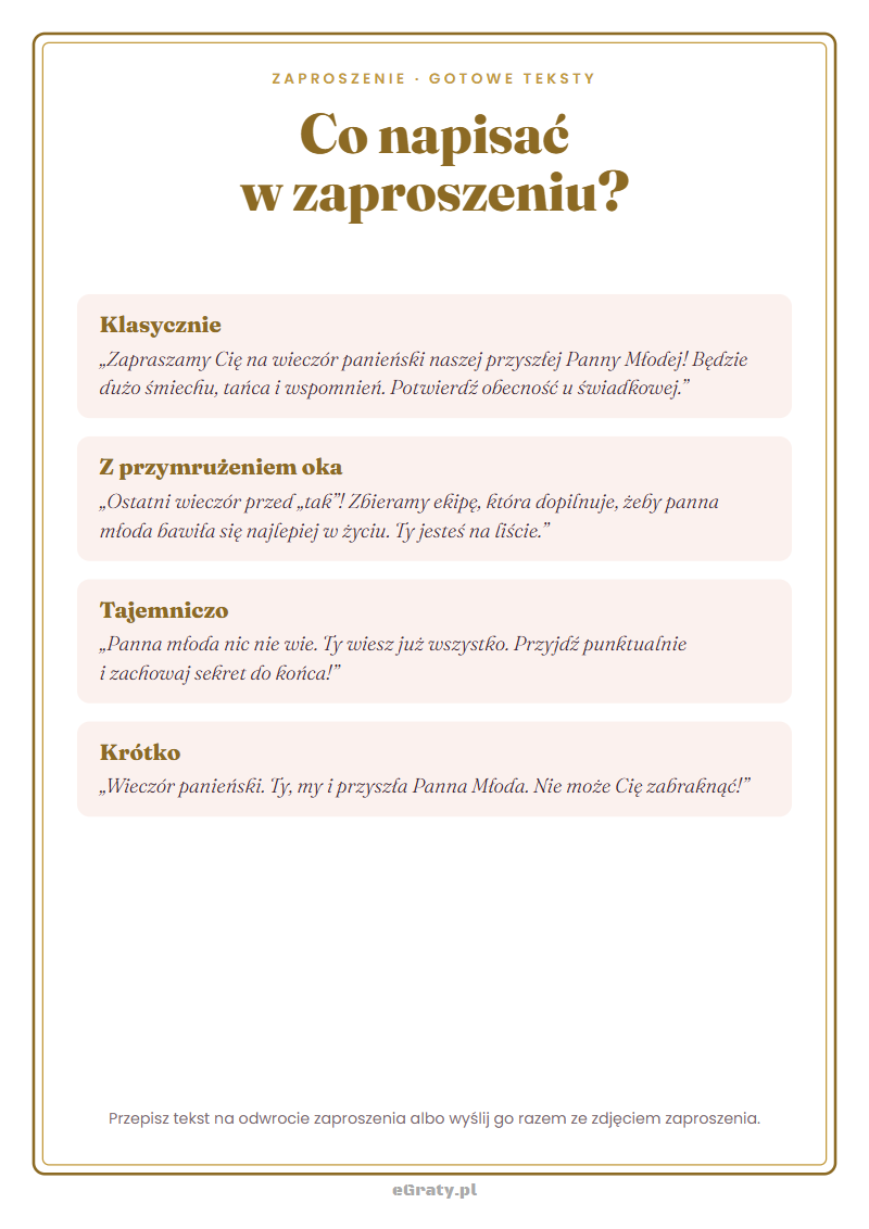 Co jest w pliku — zaproszenie na wieczór panieński