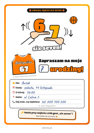 zaproszenie urodzinowe 67